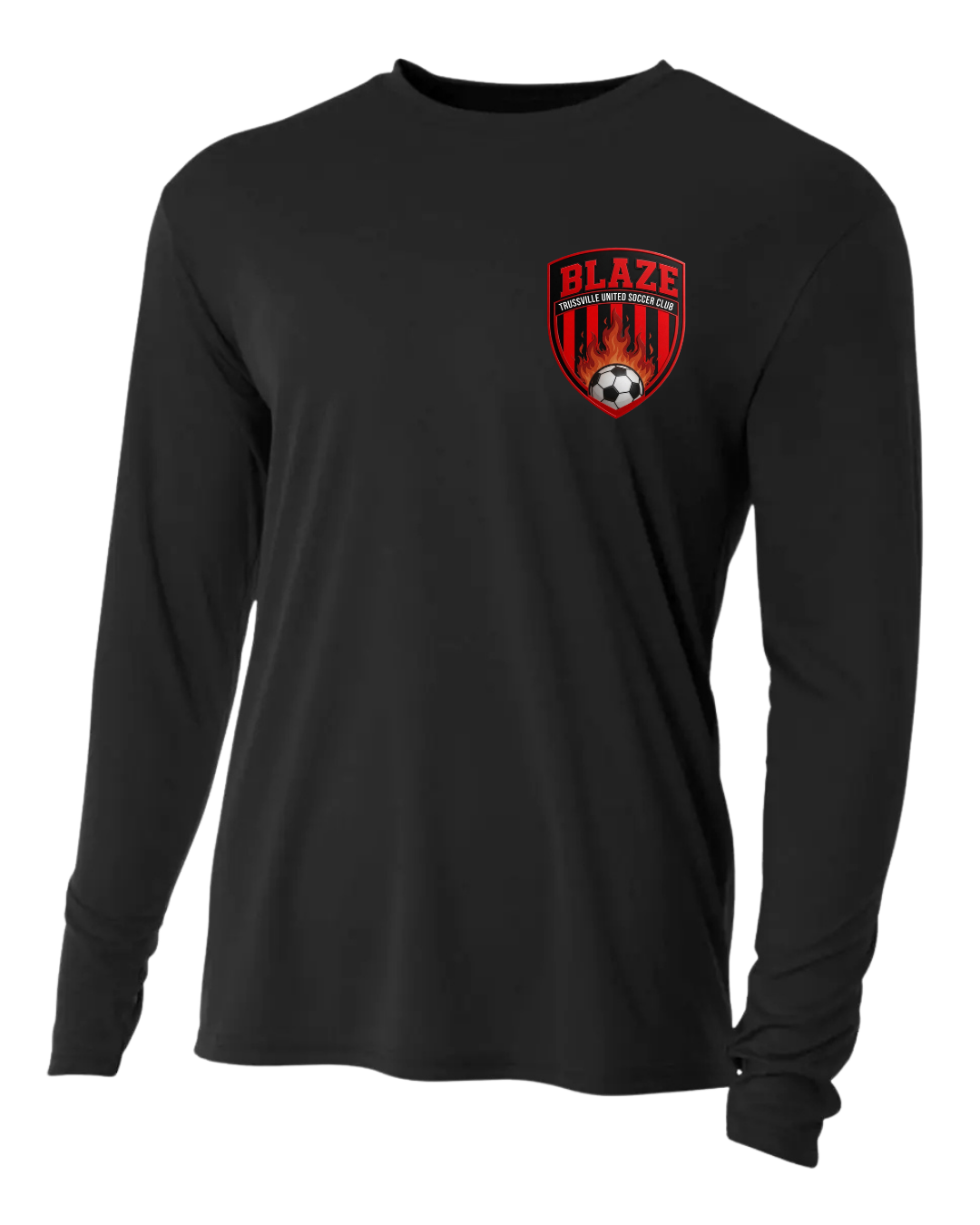 BLAZE A-4 LONG SLEEVE DRI FIT POLY T-SHIRT BLACK