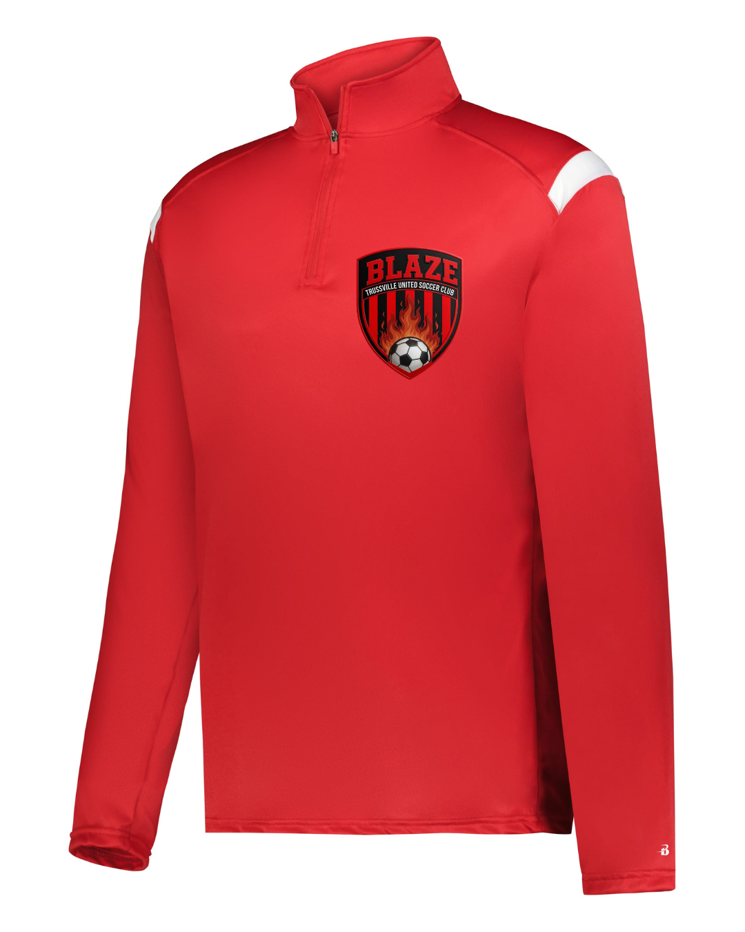 BLAZE BADGER ON THE RISE 1/4 ZIP PULLOVER RED