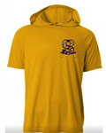 FLAG FOOTBALL GOLD DRI FIT SHORT SLEEVE HOODIE T-SHIRT