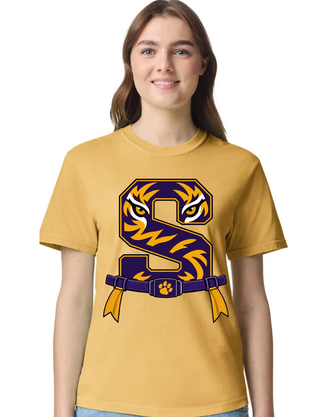 FLAG FOOTBALL MUSTARD COMFORT COLOR SHORT SLEEVE T-SHIRT