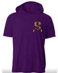 FLAG FOOTBALL PURPLE DRI FIT SHORT SLEEVE HOODIE T-SHIRT