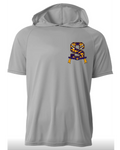 FLAG FOOTBALL SILVER DRI FIT SHORT SLEEVE HOODIE T-SHIRT