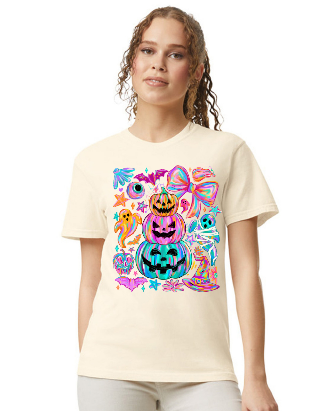 HALLOWEEN IVORY COMFORT COLOR NEON PUMPKINS