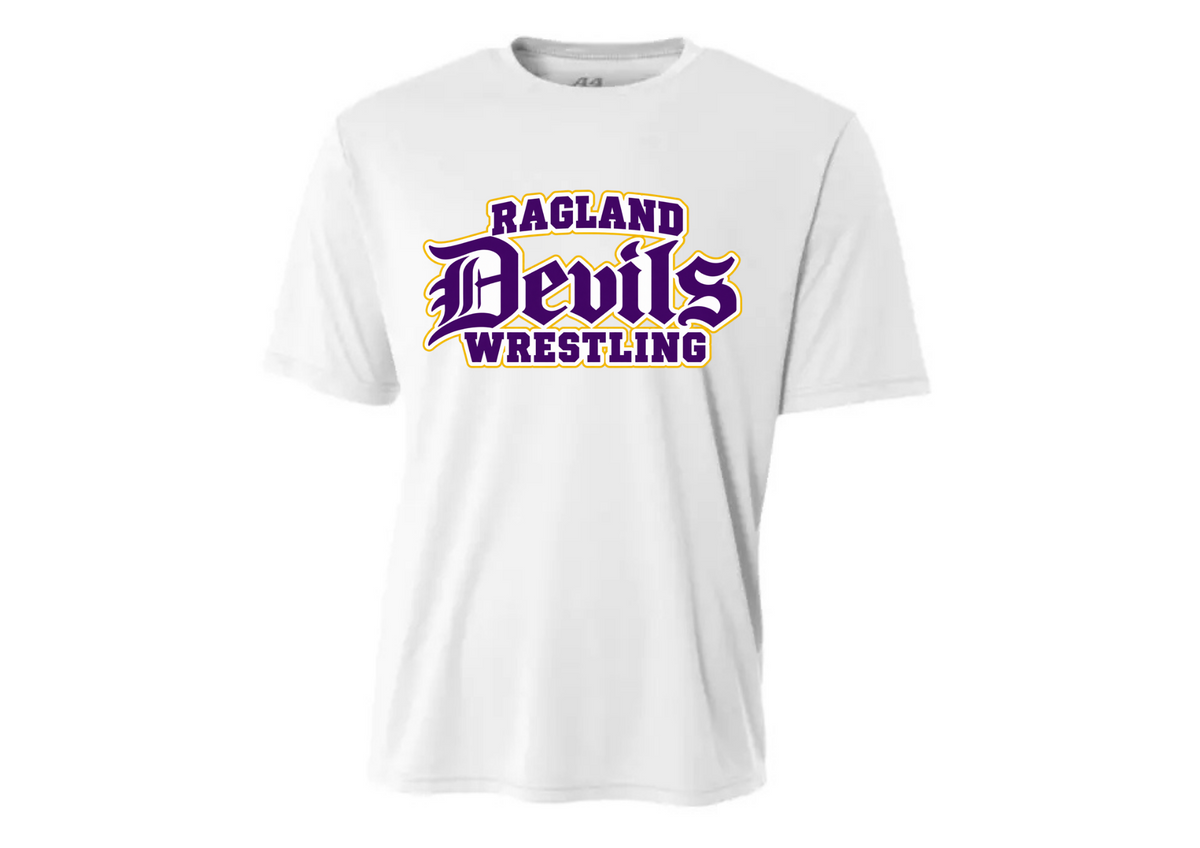 RAGLAND WRESTLING REQUIRED ITEM WHITE SHORT SLEEVE DRI FIT SHIRT