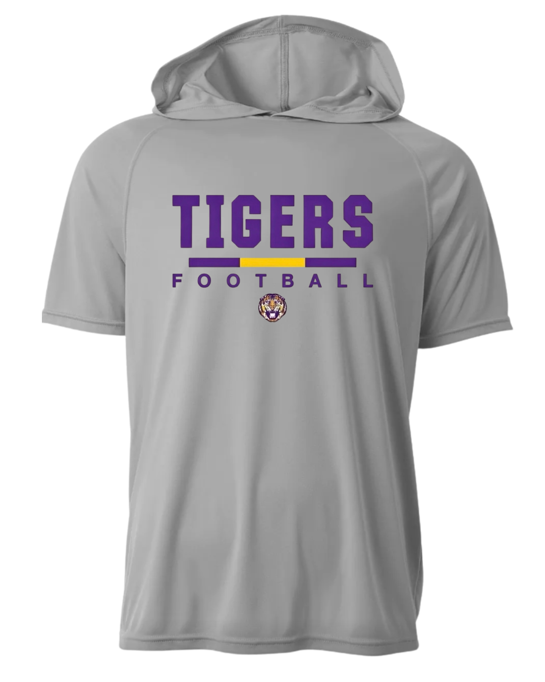SILVER SHORT SLEEVE DRI-FIT HOODIE T-SHIRT