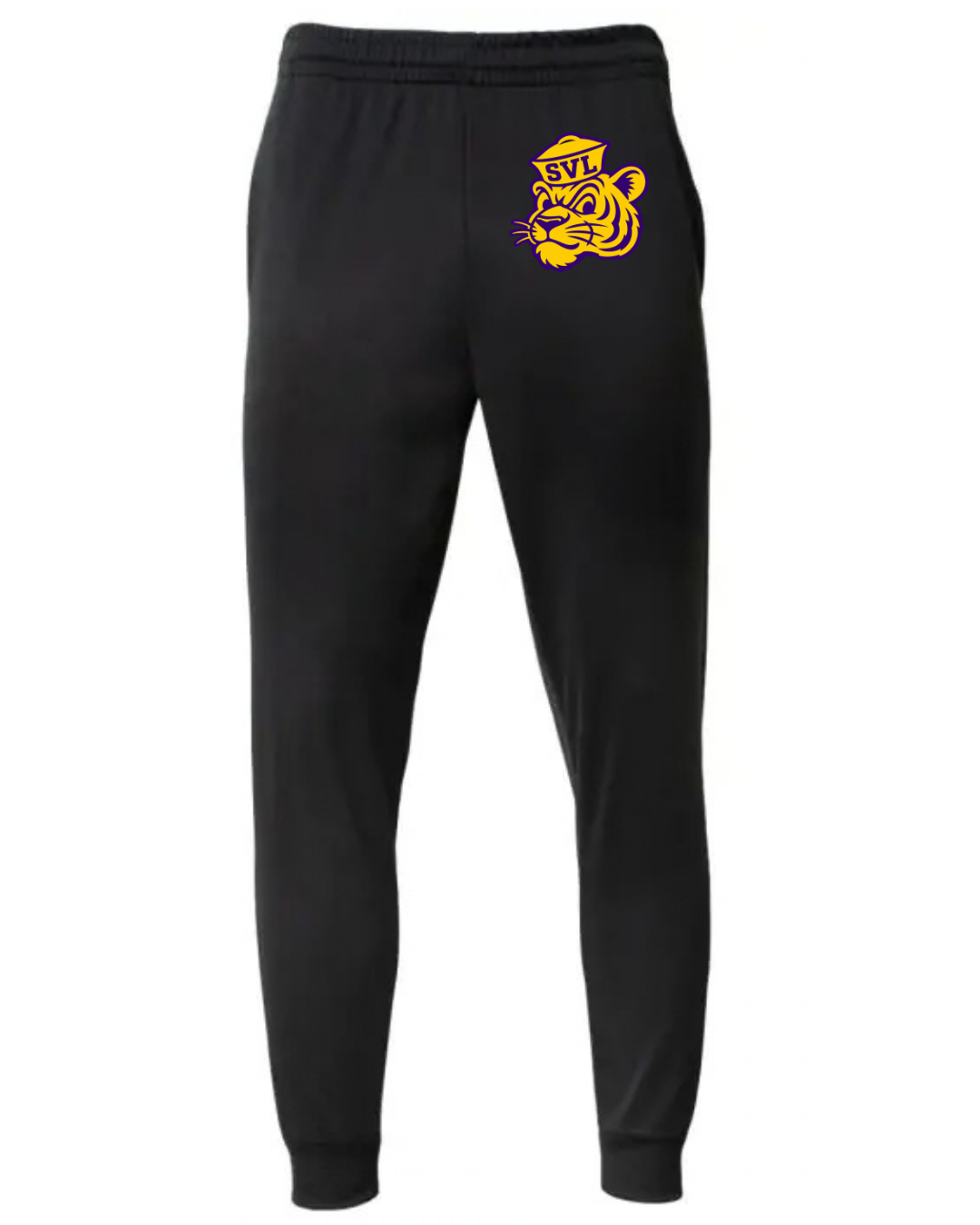 WRESTLING BLACK JOGGER PANTS WITH GOLD TIGER--MENS DESIGN