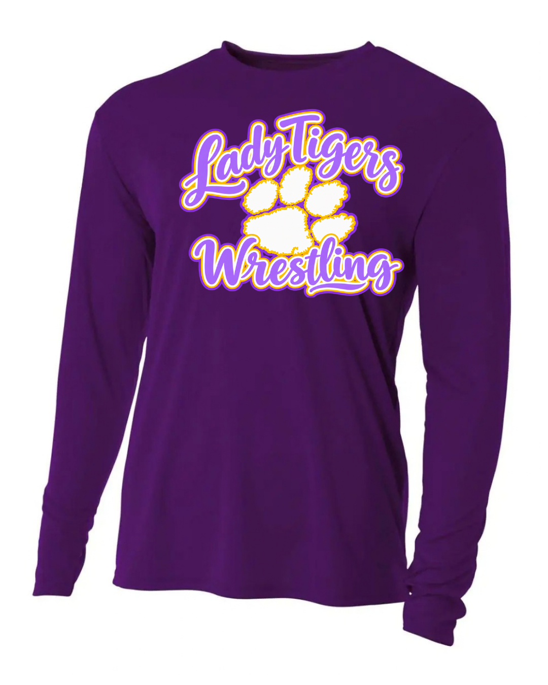 WRESTLING LONG SLEEVE PURPLE DRI FIT SCRIPT PRINT