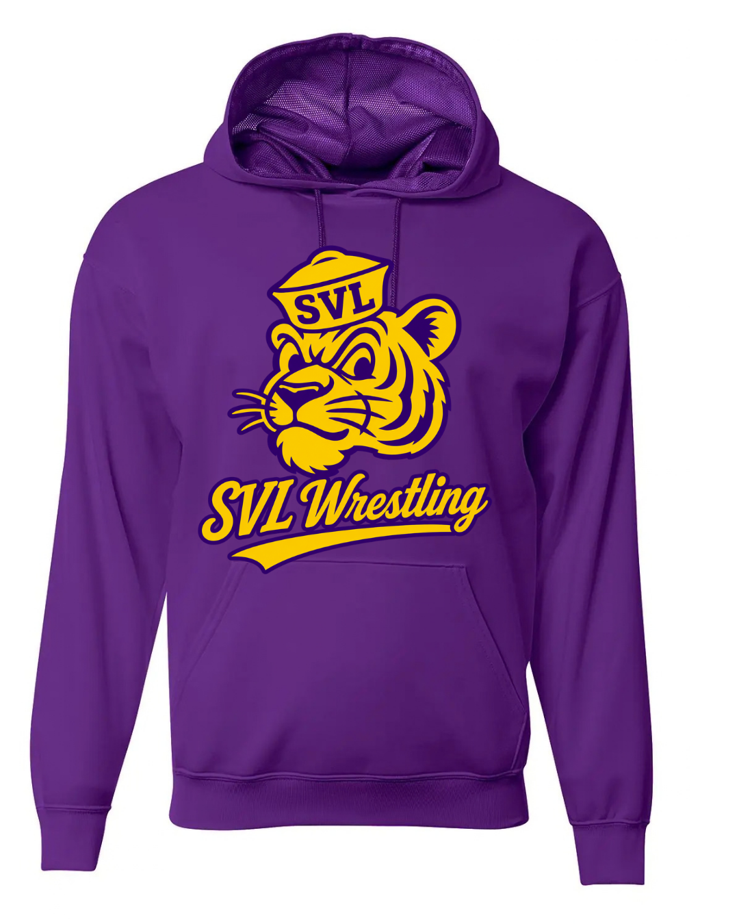 WRESTLING PURPLE LEGENDS FLEECE HOODIE WITH GOLD TIGER