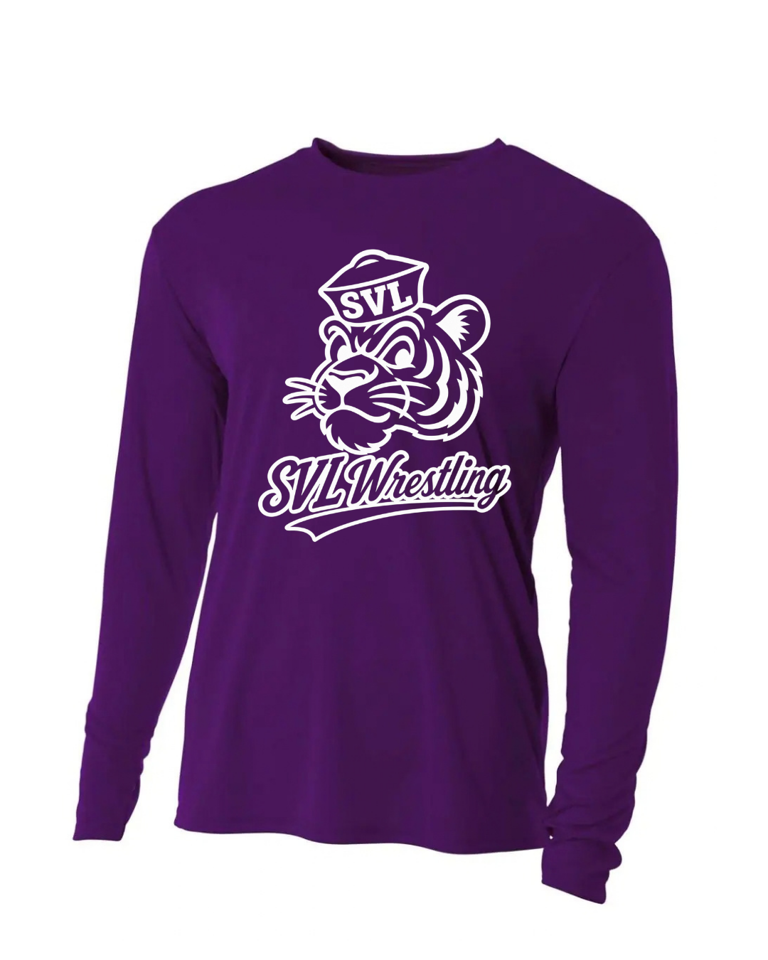 WRESTLING LONG SLEEVE PURPLE DRI FIT TEE SHIRT