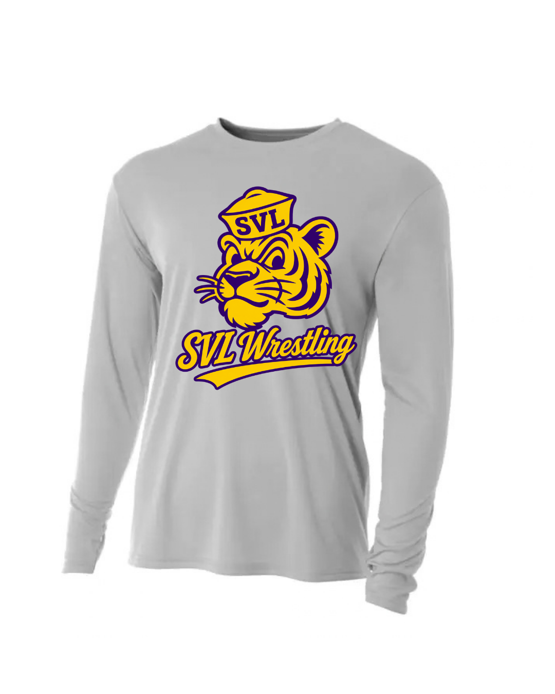 WRESTLING LONG SLEEVE SILVER DRI FIT TEE SHIRT